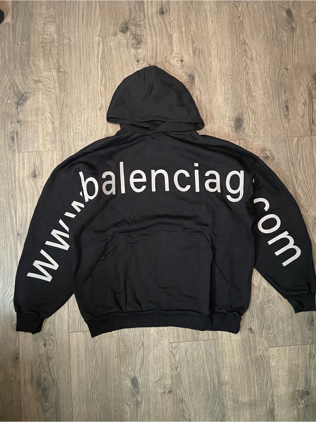 Balenciaga .Com Heavy Height Long Sleeve Oversized Black Hoodie Size 2
